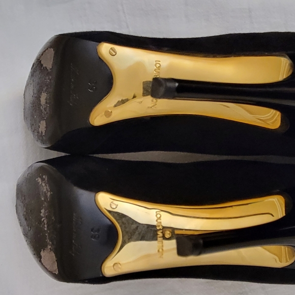 Louis Vuitton Black Suede Open Toe Ankle Booties Size 39/ US 8 - Picture 9 of 13